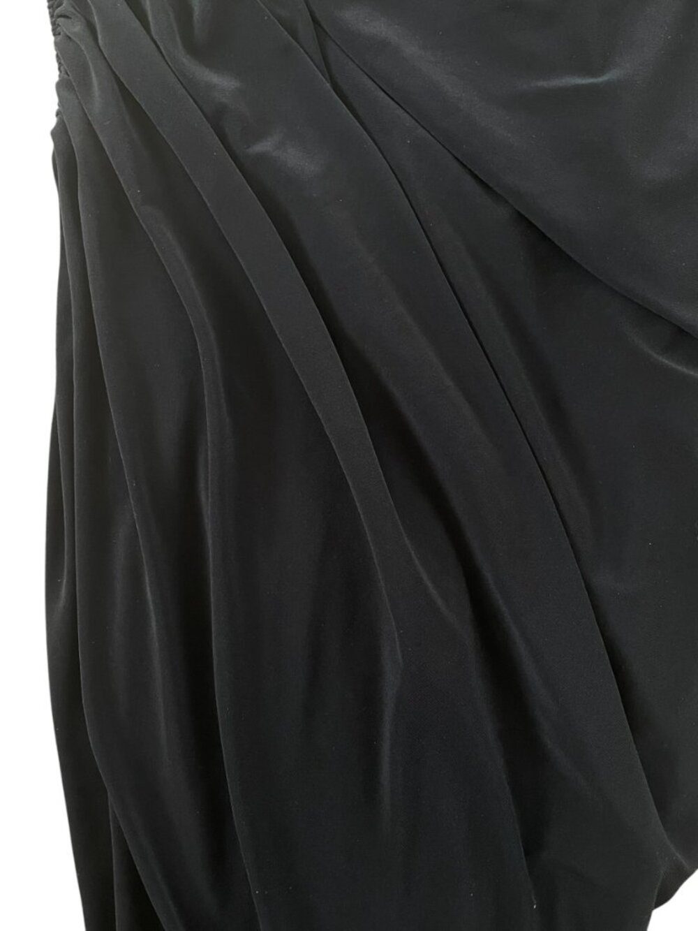 Norma Kamali Diana Mini Dress Black M One Shoulder Ruched Asymmetric Bodycon - Picture 7 of 13